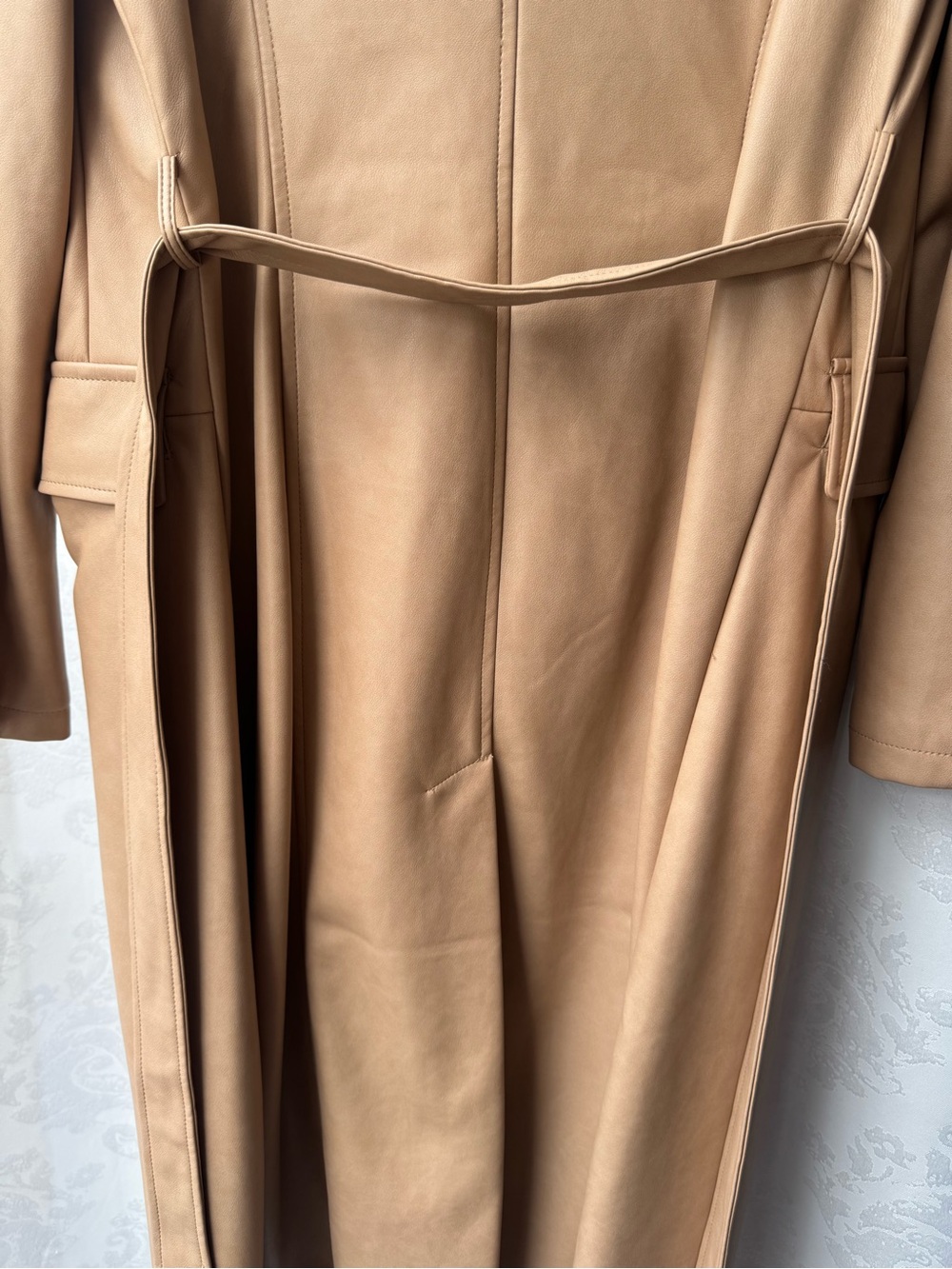 7 for all mankind faux leather trench coat - Picture 6 of 7